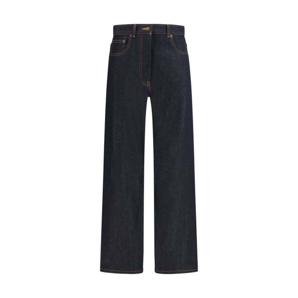 Thom Browne Blue Cotton Straight-Leg Women's Jeans